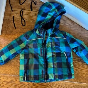 Plaid Hooded Jacket in Blue and Green